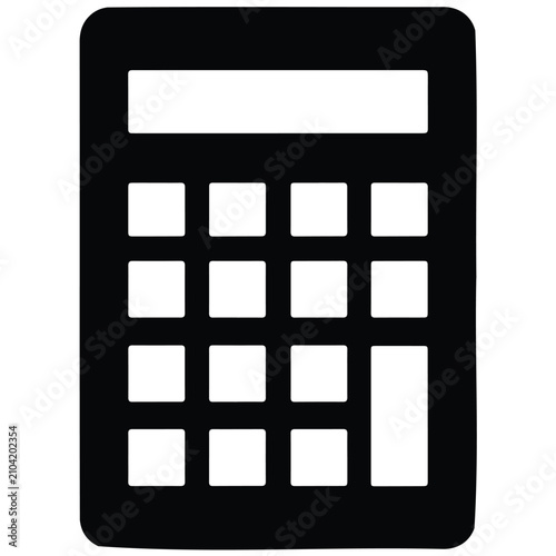 Black calculator silhouette illustration icon for accounting and mathematics school vector.
