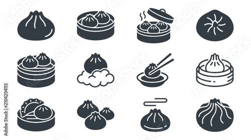 Quadro su tela Steamed dumplings with various toppings.