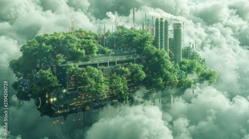 floating smart eco market with sustainable materials