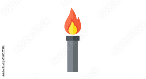 Illustration of a lit torch with a bright orange flame on a white background