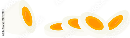 Εκτύπωση καμβά Nutritious and appetizing hard boiled eggs, perfectly sliced to reveal golden yo