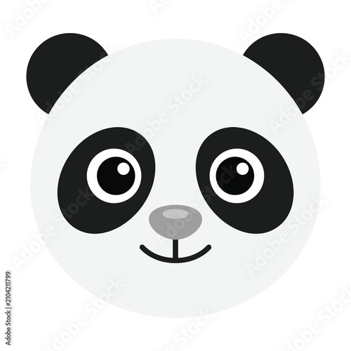 Cute panda face cartoon character smiling friendly