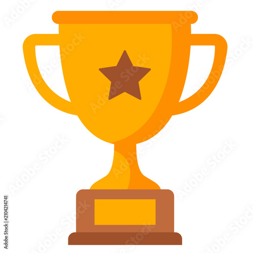 Golden trophy cup with star celebrating top academic performance and great victory.