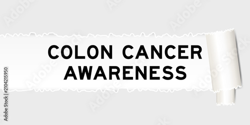Canvastavla Ripped gray paper background that have word colon cancer awareness under torn pa