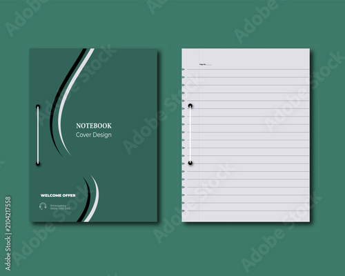 Spiral Notebook Cover Mockup Front and Back View Flat Vector Illustration | Office Stationery Design