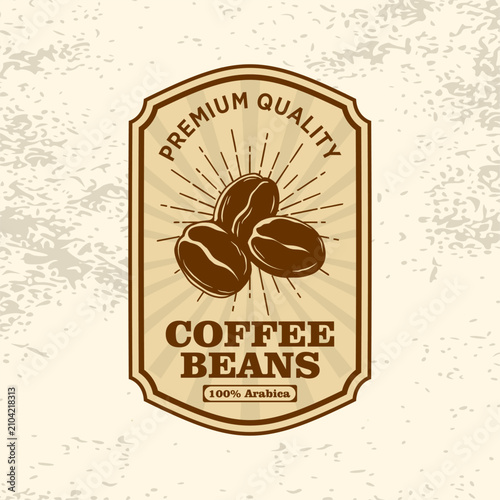 Roasted Coffee Beans Packaging Label Retro Vector