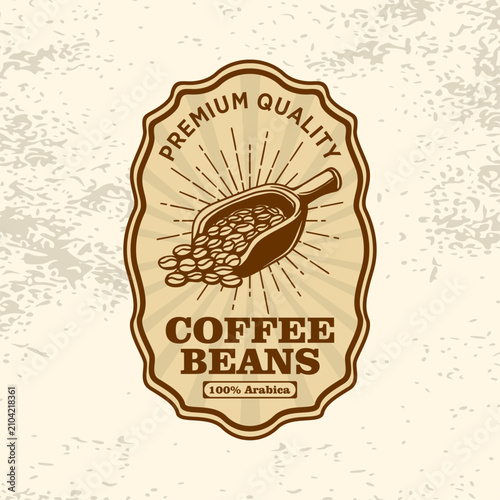 Coffee Scoop Packaging Label Retro Vector