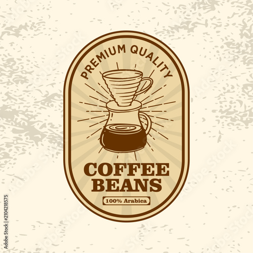 Premium Pour Over Coffee Packaging Label Retro Vector