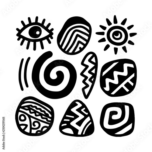 Hand drawn tribal elements and ethnic symbols vector collection