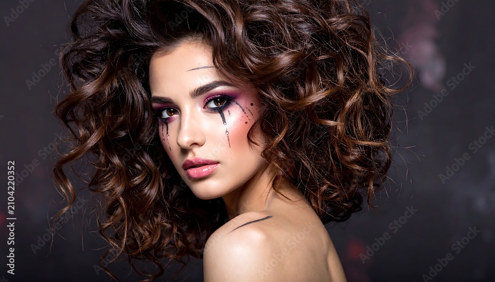 Fototapeta premium Woman with curly hair.