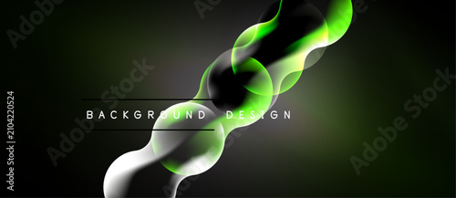 Abstract flowing shapes, green, white, black gradients. Modern design element...