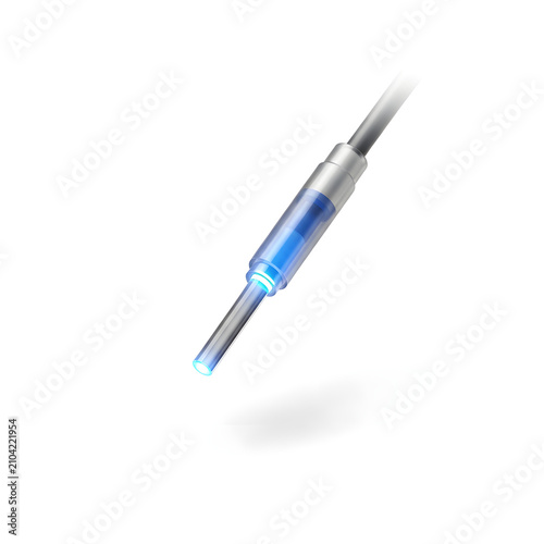 Futuristic Fiber Optic Medical Laser Probe on White Background