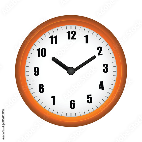 Realistic Analog Wall Clock Icon Isolated on Brown Background Classic Round Time Clock Illustration