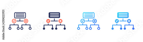 Decision Tree icon set multiple color collection
