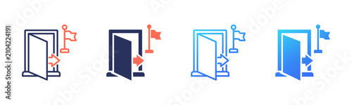 Exit Strategy icon set multiple color collection