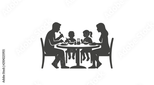 Family eating at a table together.
