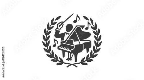 Billede på lærred Music Icon With Piano Violin Laurel.