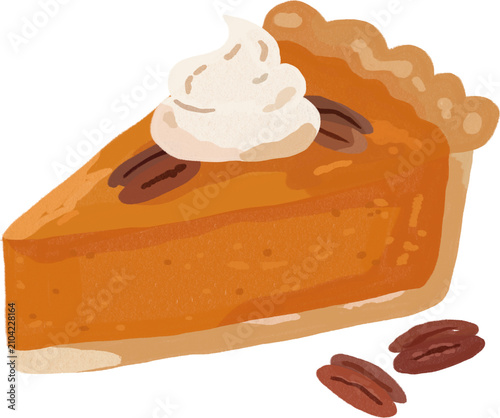Delicious Slice of Pecan Pie with Whipped Cream.