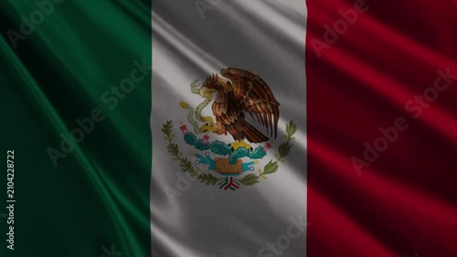 Realistic Mexico Flag Waving in Wind 4K Loop Animation, Mexican National Flag Background