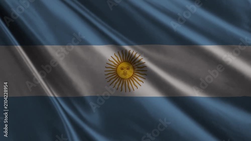 Realistic Argentina Flag Waving in Wind 4K Loop Animation, Argentine National Flag Background