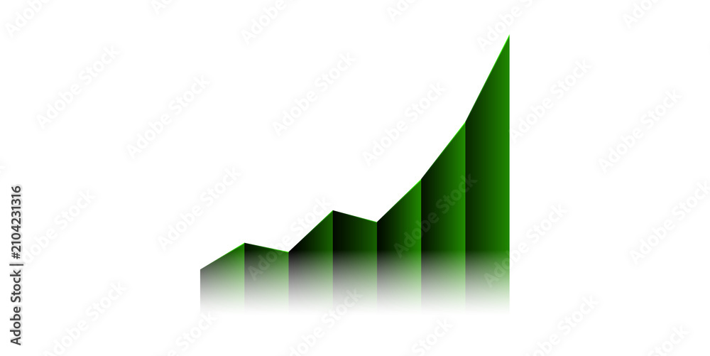 Fototapeta premium Green Financial Growth Bar Chart Trend Isolated On Transparent Background