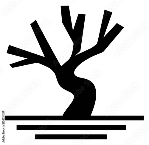 Dead tree silhouette icon vector graphic for environmental awareness and climate change art