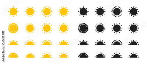 Bild auf Leinwand minimalist sun icon compilation