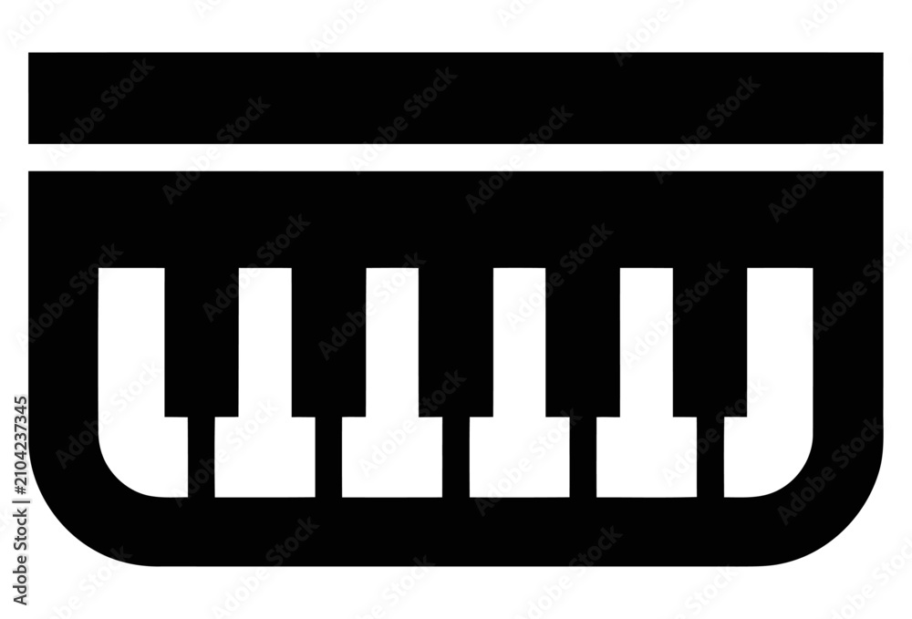 Fototapeta premium Minimalist piano keyboard icon as a black and white vector graphic for musical design