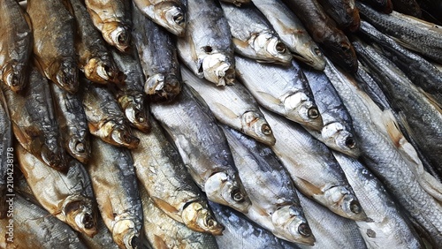 Принти на полотні A selection of dried and smoked fish—a traditional beer snack