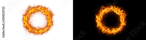 Fotografie Fire realistic blazing circular flame effect for dramatic visual projects with P