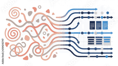 Abstract Visual of Data Refinement Pipeline and Structured Process Engineering Roadmap
