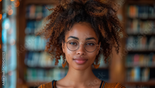 Librarian at her workplace in the library