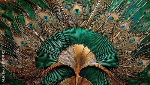 stunning peacock feather fans vibrant emerald and gold tones for elegant event design exotic themes and unique decor originally a scalable graphic.jpg
