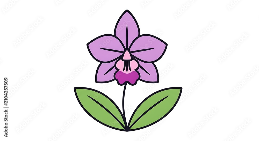 Obraz premium Purple passionflower bloom with green leaves.