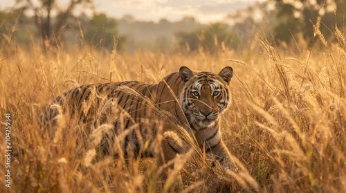 Fototapeta na wymiar Wild Bengal tiger walking