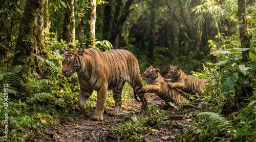 Tiger Mother With Her Cubs