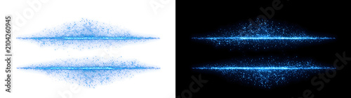 Картината върху платно Blue glitter dust streaking horizontally with sparkling particles floating above
