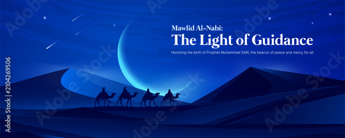 Foto Mawlid Al Nabi vector illustration set with arabic desert and islamic elements f