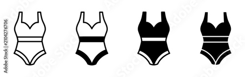 Fényképezés Summer Swimwear Icon Set Bathing Suit Graphics.