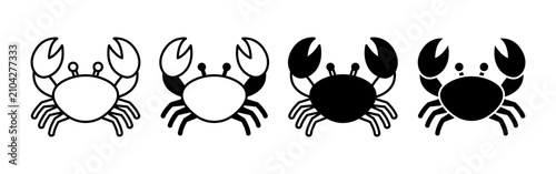 Tableau sur toile Set of Four Simple Crab Icons Summer Theme.