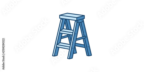 A simple blue step ladder illustration for household projects.