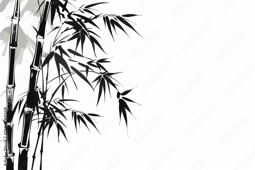 Naklejka premium Bamboo, minimal vector line drawing