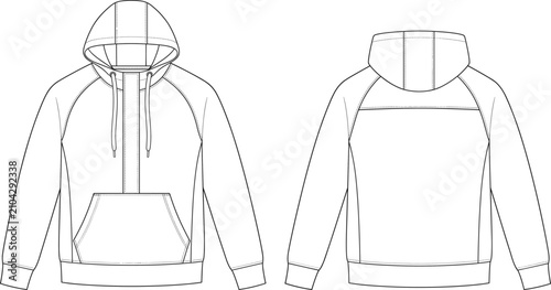 Tableau sur toile Unisex pullover hoodie with raglan sleeves front pouch pocket and drawstring hoo
