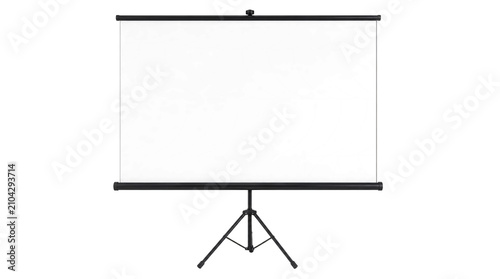 Blank projection screen in tripod isolated on transparent background