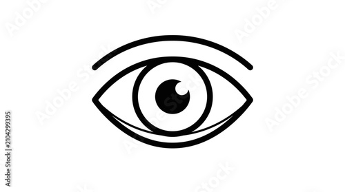 Minimalist black and white line art icon of a human eye.