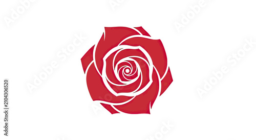 Konstfotografi Stylized red rose blossom icon on white background.