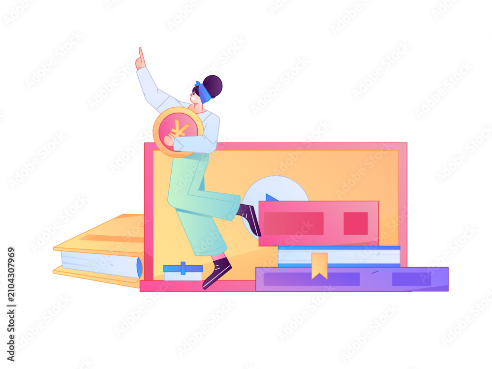Obraz premium Education and learning people flat vector concept hand drawn illustration 
