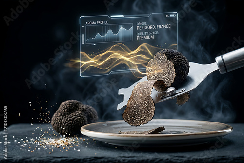 Elegant gourmet chocolate ice cream scoop on luxury porcelain plate