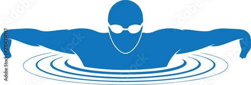 Foto Butterfly stroke swimmer vector illustration showing aquatic sport motion concep