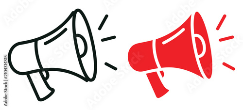 Megaphone Icons Set – Announcement, Marketing, Communication and Advertising Vector.